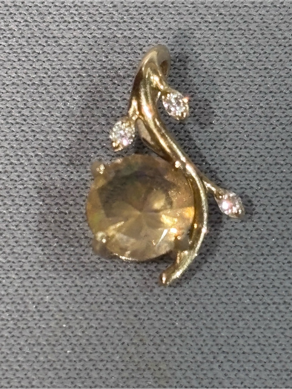 14k yellow gold natural diamond fire opal flower in cut leaf pendant *new*